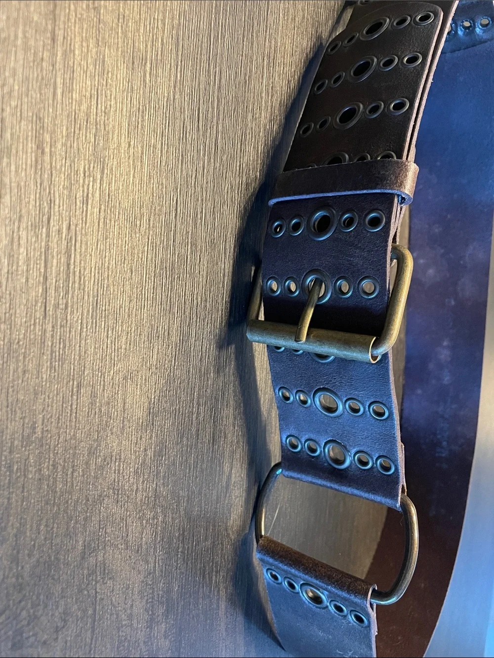Buckle Brown Leather Belt with Brass-Tone Buckle